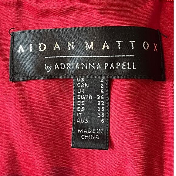 Aidan Mattox dress stretch Mikado off the shoulder midi red size 2 - Picture 5 of 8